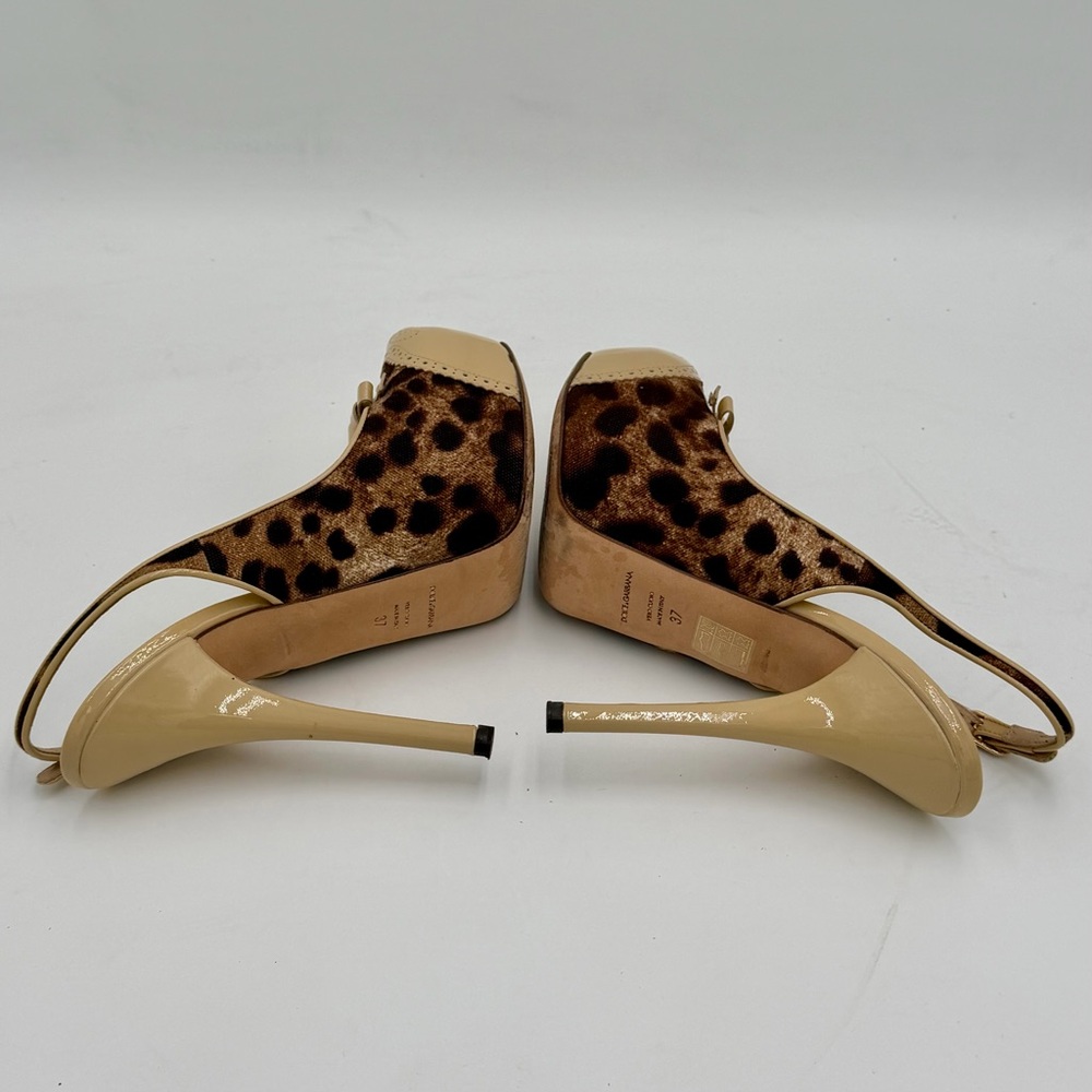 DOLCE & GABBANA Rare Vintage Leopard Slingback Platform Heels Style # 15228 - Picture 7 of 16